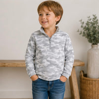 Sweet Peach Gray Camo Quarter Zip - ETA DECEMBER