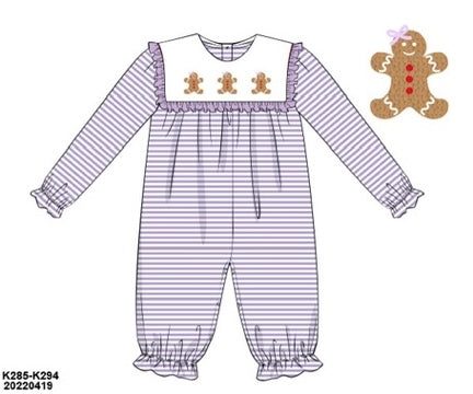 Gingerbread Gang Purple Romper - ETA OCTOBER