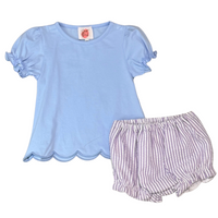 Blue/Purple SeerSucker Girl Bloomer Set