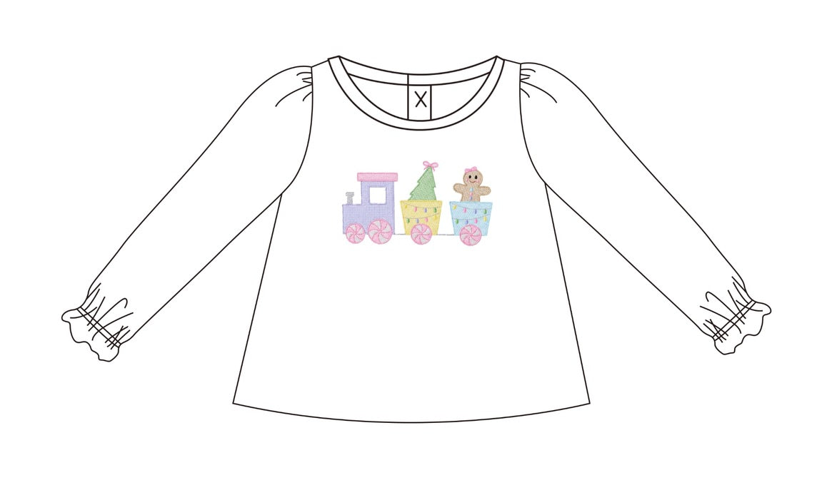 Girls Christmas Train Long Sleeved T-Shirt - ETA OCTOBER