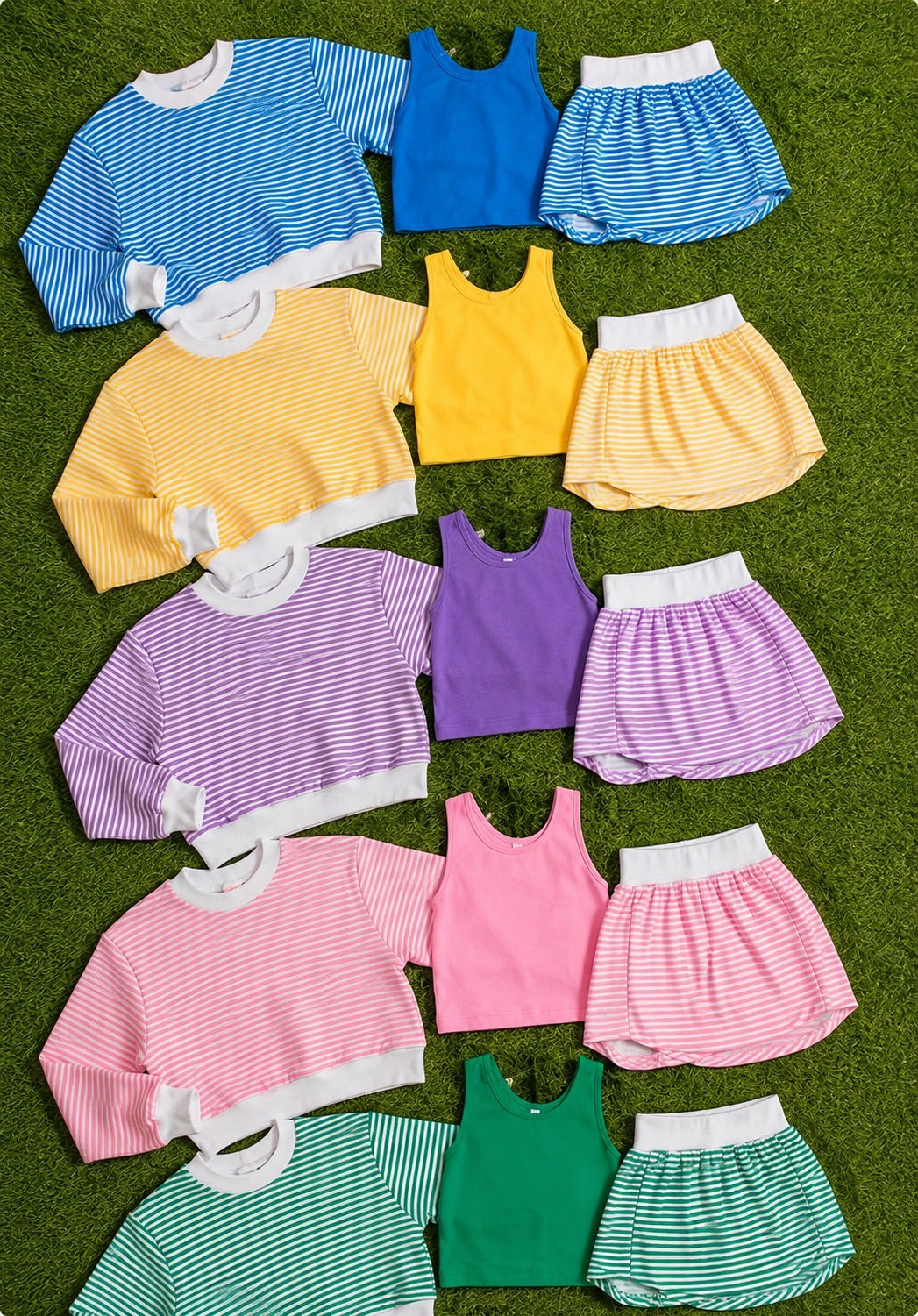 Striped Skort Sets - 3 piece