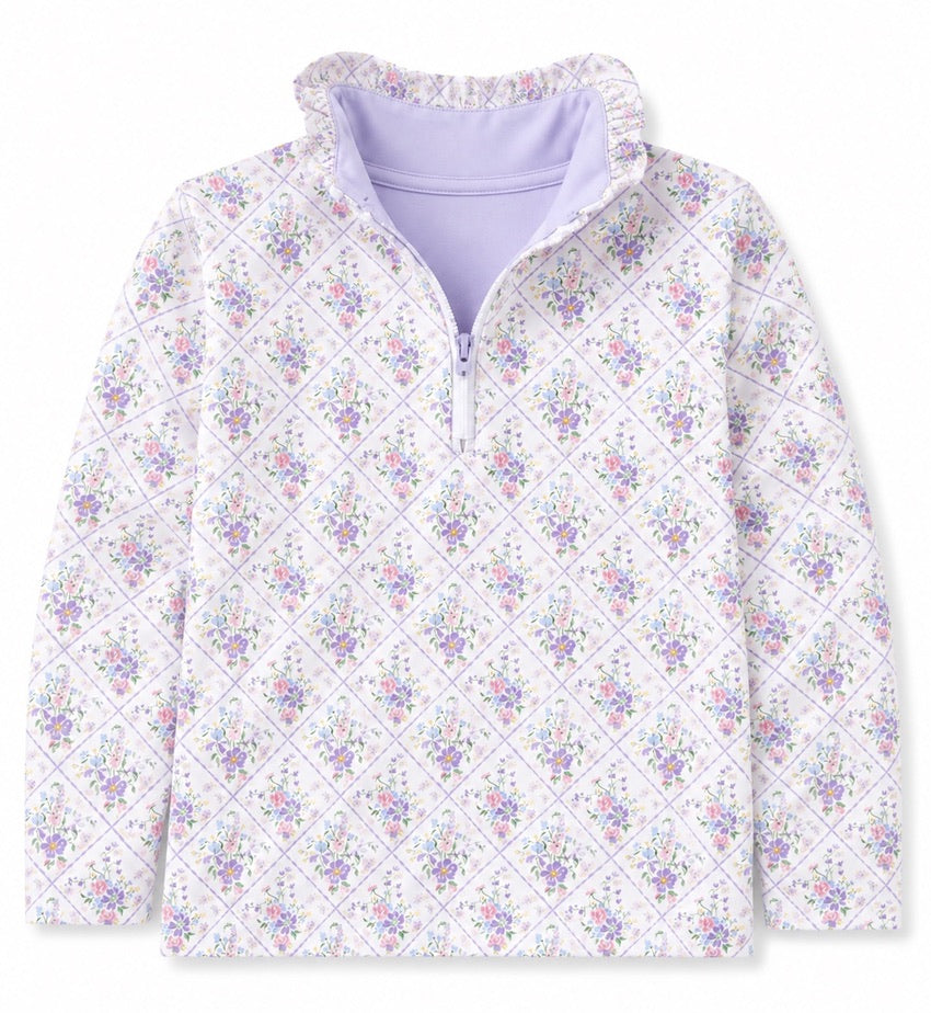 Sweet Peach Violet Floral Quarter Zip - ETA DECEMBER