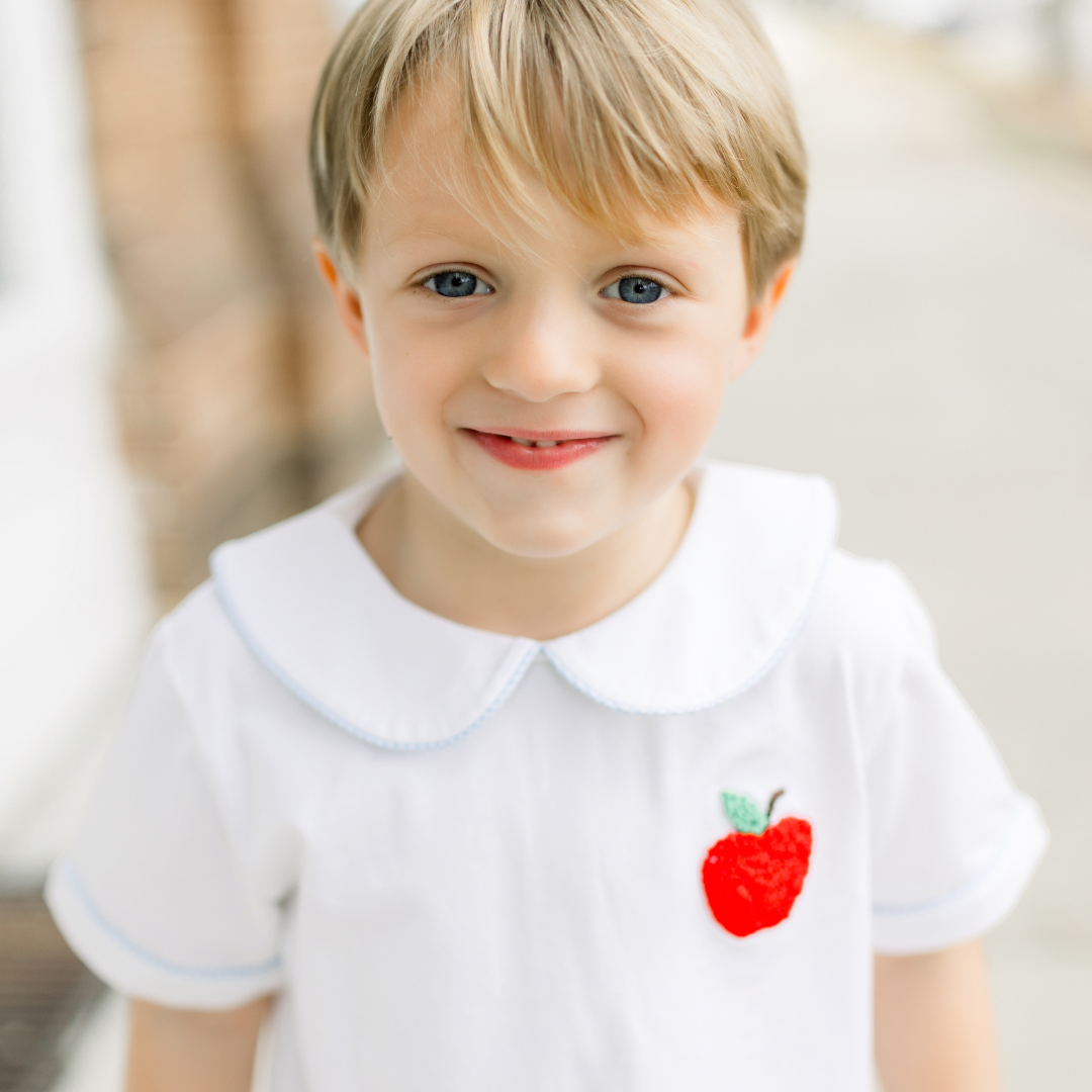 French Knot 101 Boys Apple Shorts Set