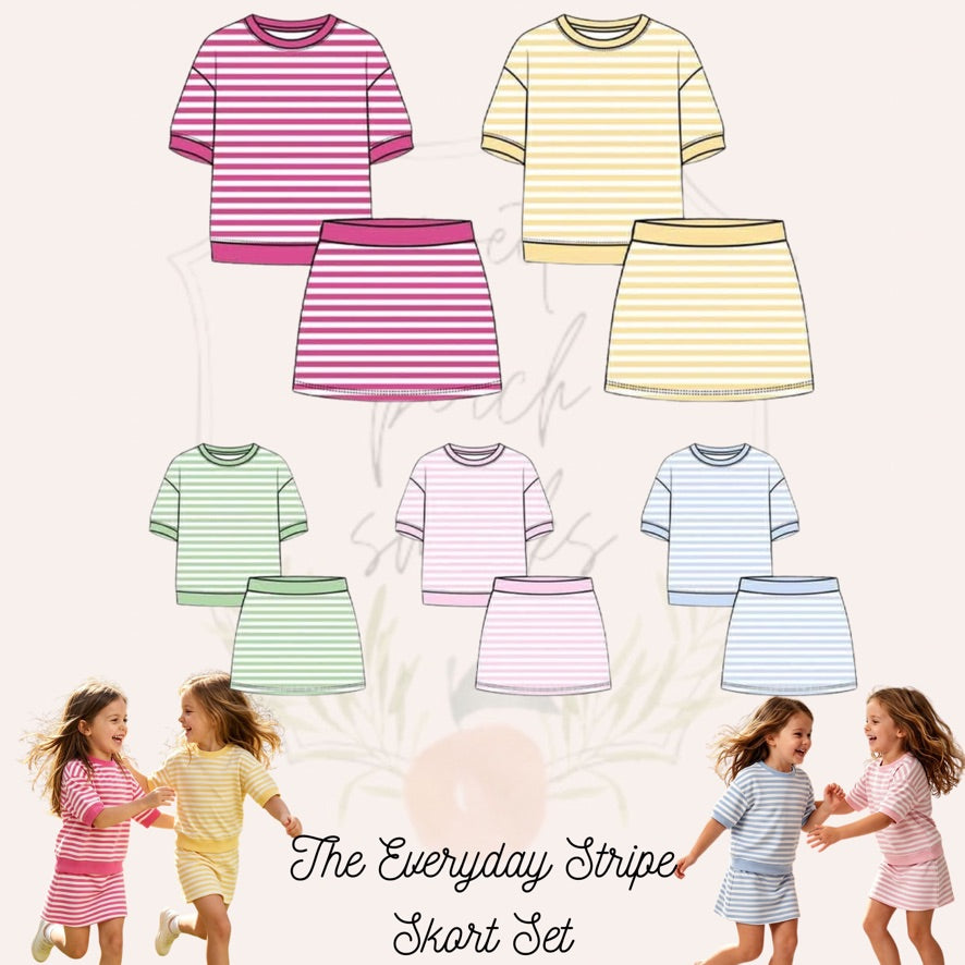 Girls Everyday Striped Skort Sets - ETA SEPTEMBER