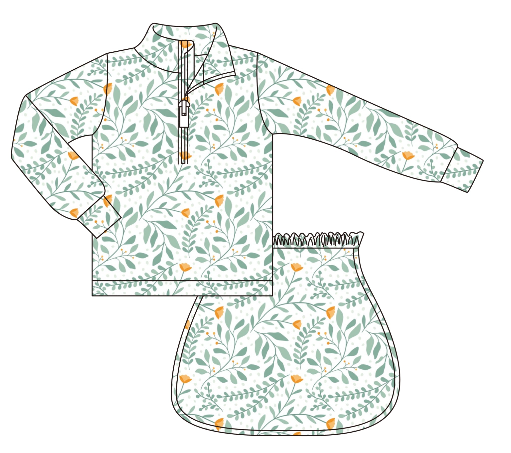 Girls Sage Floral Skort Set - ETA SEPTEMBER