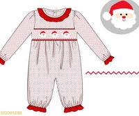 Holly Jolly Smocked Santa Girls Romper