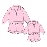 Mom & Me Pink Scalloped Sweatshirt Set - ETA NOVEMBER
