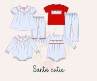 Santa Cutie Smocked Boys Bubble