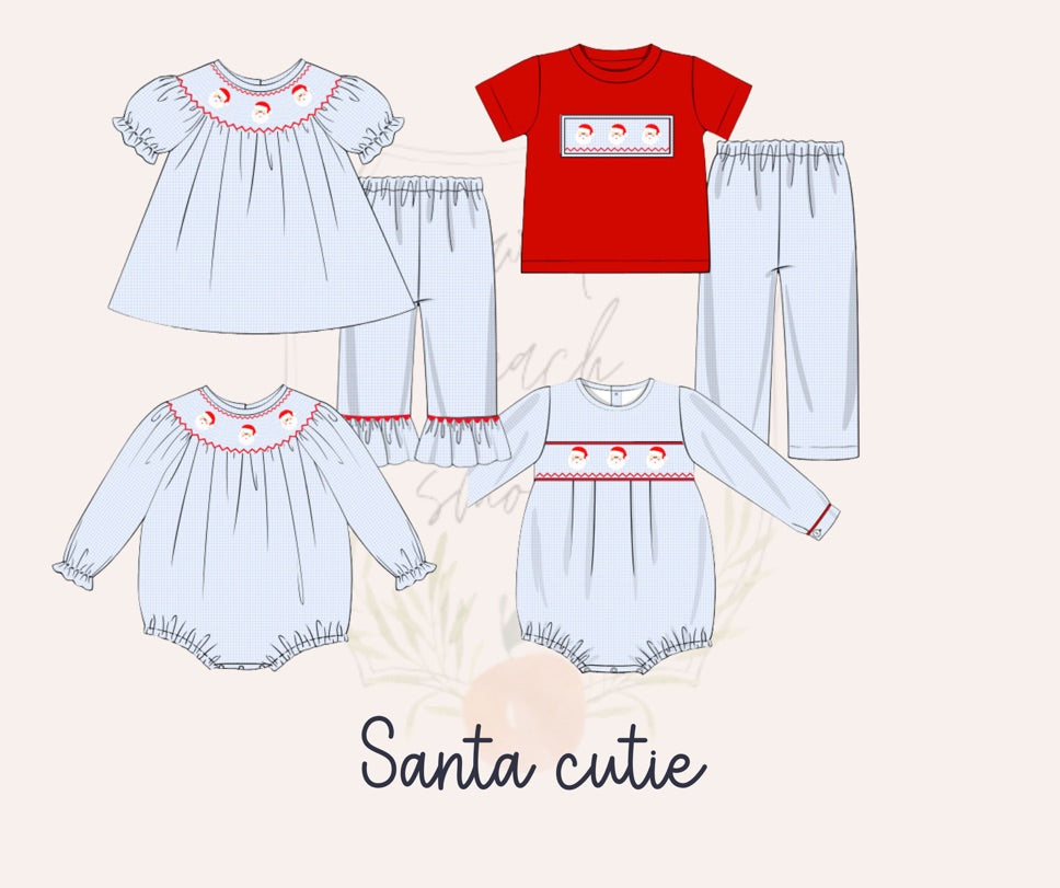 Santa Cutie Smocked Boys Bubble
