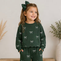 Girls Green Little Bow Set - ETA DECEMBER