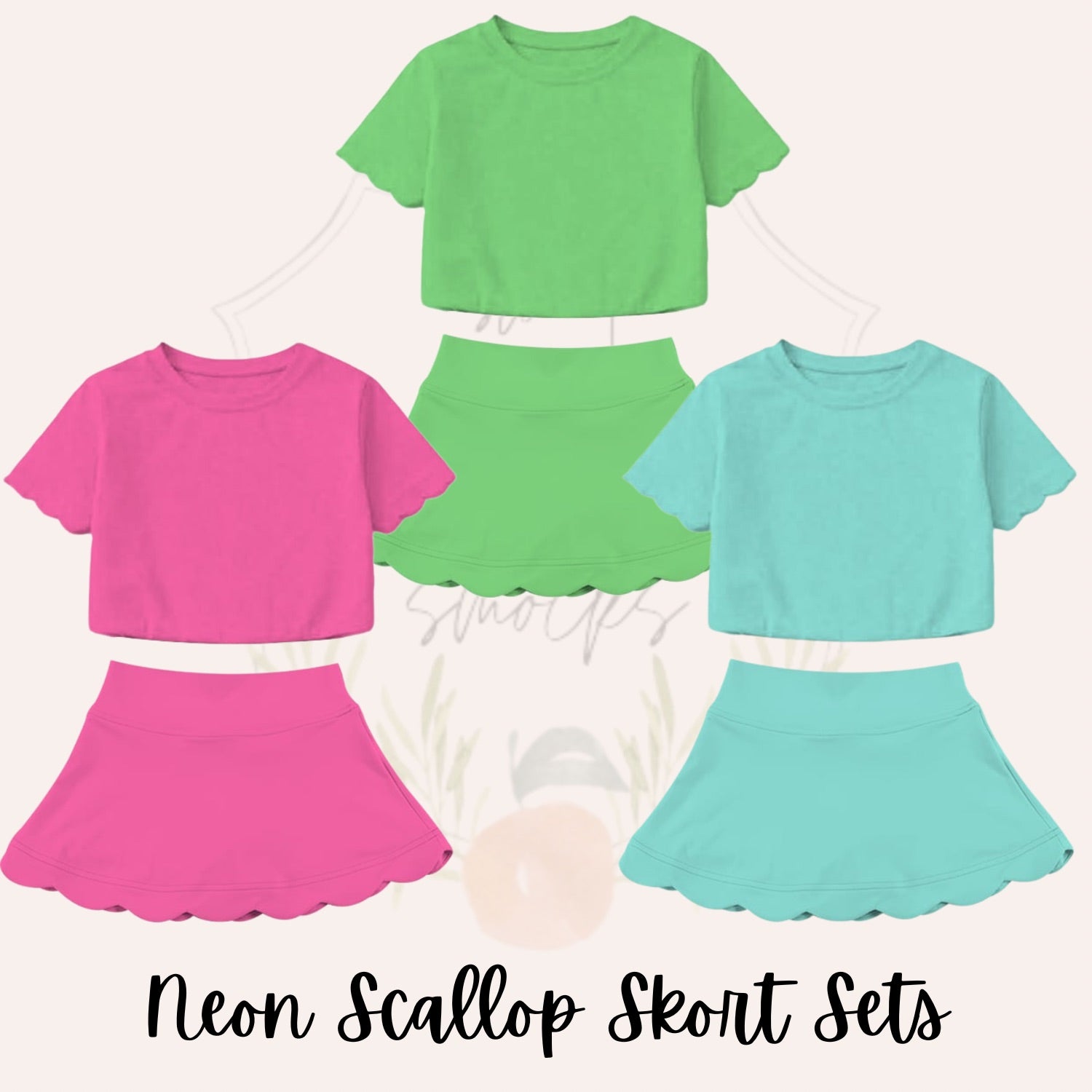 Neon Scalloped Skort Sets - ETA MAY