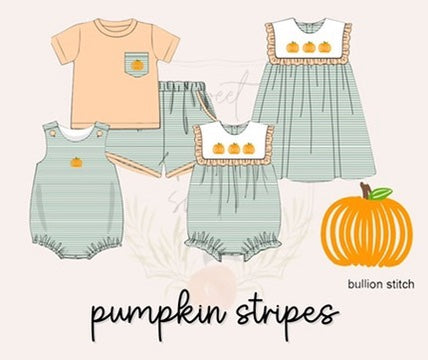 Pumpkin Stripes Girls Dress