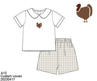 Gingham Gobble Boys Shorts Set