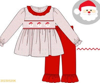 Holly Jolly Smocked Santa Girls Set