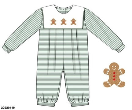 Gingerbread Gang Green Romper