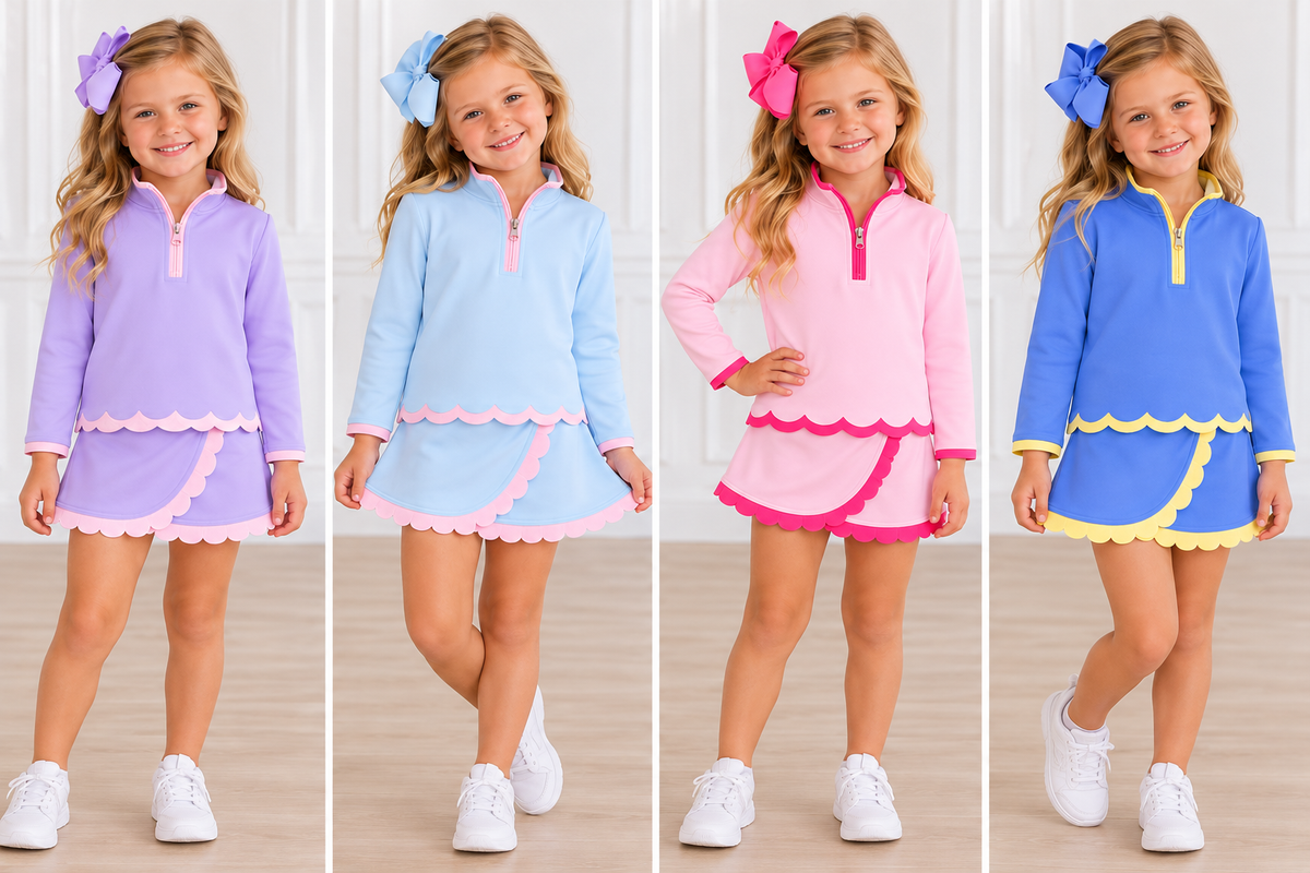Long Sleeved Scalloped Girl Athletic Sets - ETA FEBRUARY
