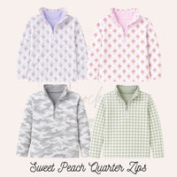 Sweet Peach Green Gingham Quarter Zip - ETA DECEMBER