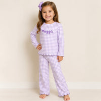 Heirloom Gingham Girls Violet Set with Monogram - ETA DECEMBER