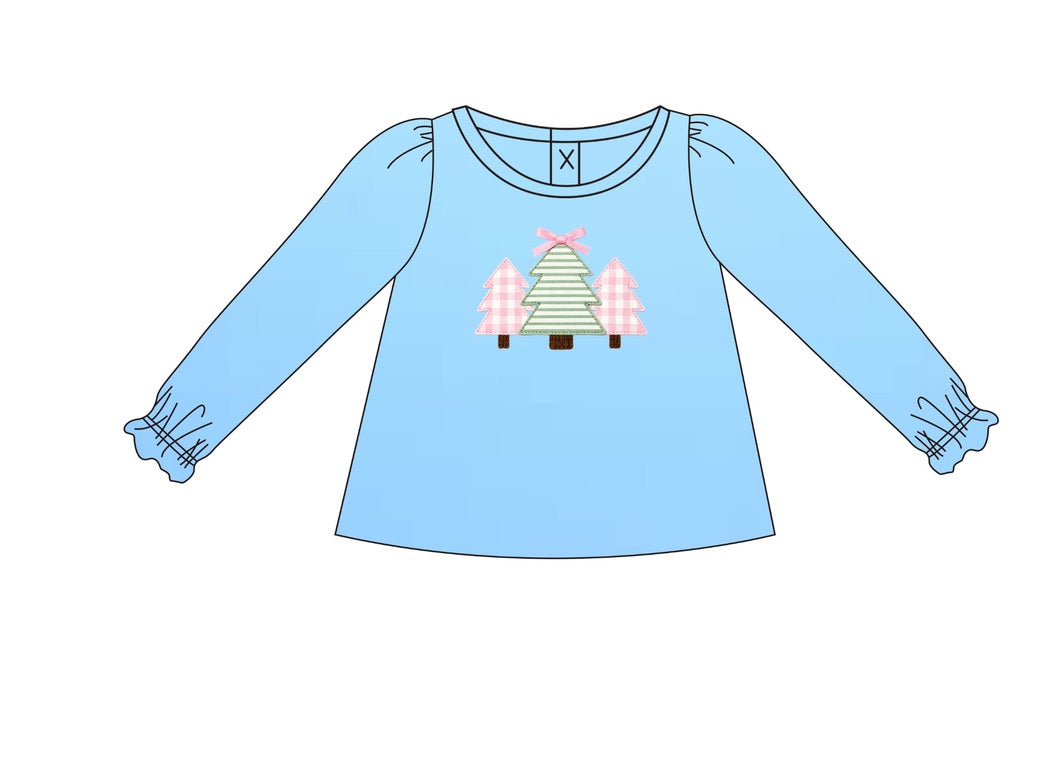 Blue Christmas Trees Long Sleeved T-Shirt - ETA OCTOBER