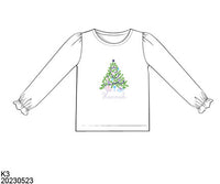 Christmas Tree Monogrammed Name Girls Top