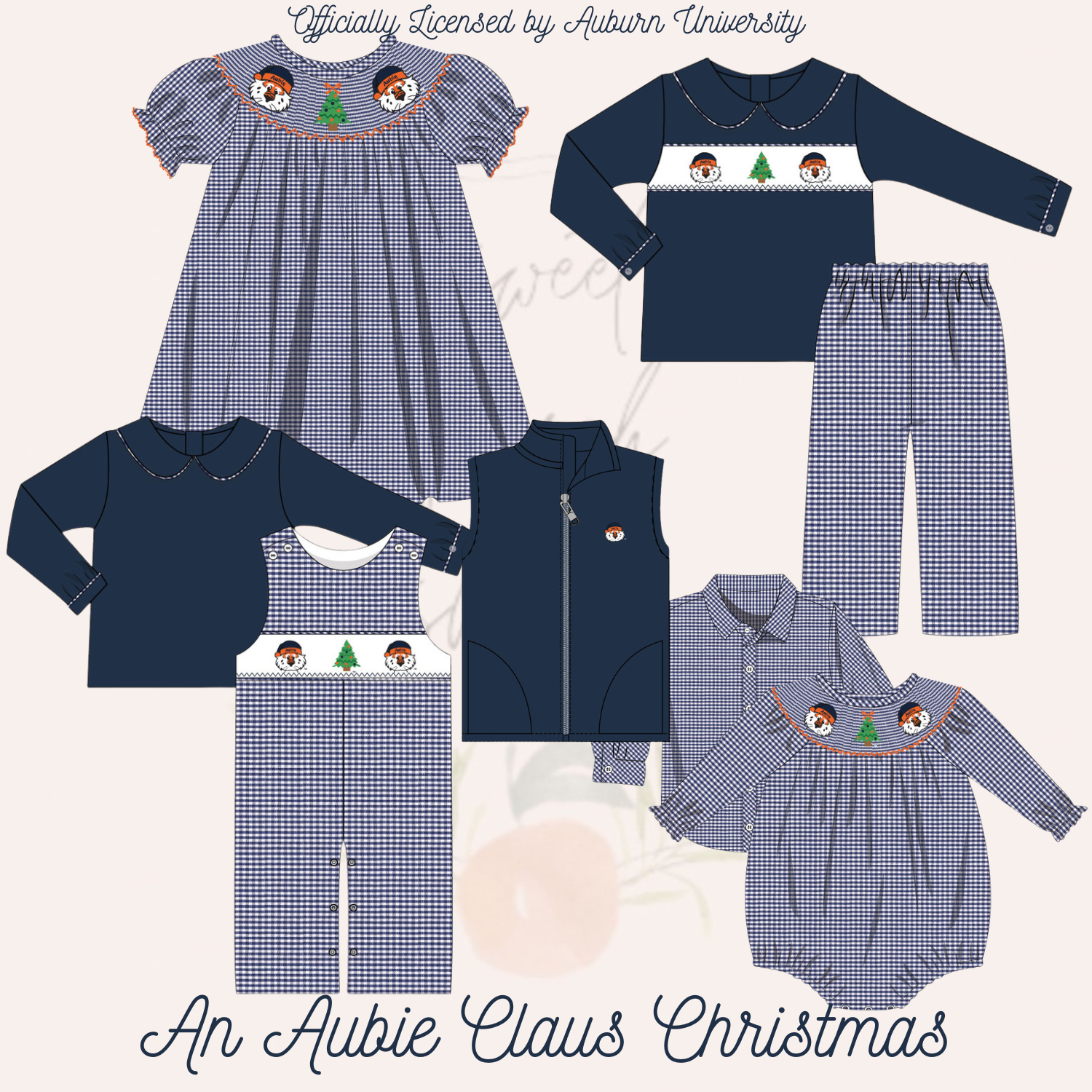 Officially Licensed An Aubie Claus Christmas Smocked Girls Bubble - ETA OCTOBER