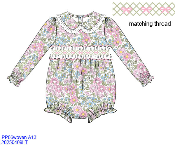 Fancy Florals Smocked Girls Bubble – Sweet Peach Smocks, LLC.