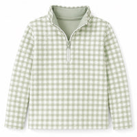Sweet Peach Green Gingham Quarter Zip - ETA DECEMBER
