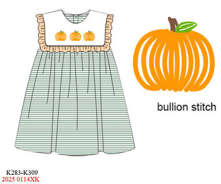 Pumpkin Stripes Girls Dress