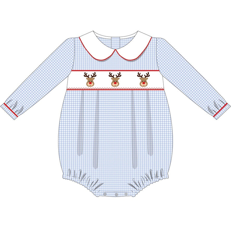 Reindeer Kisses Smocked Boys Bubble - ETA OCTOBER