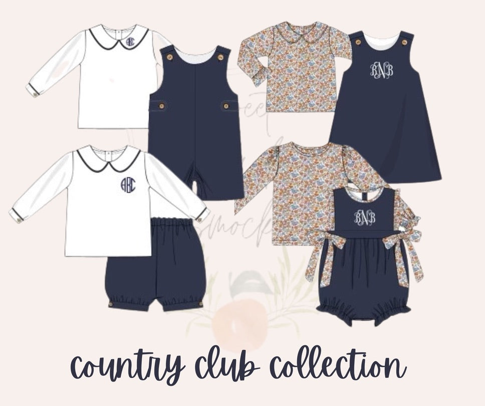 Country Club Floral & Corduroy Girls Bubble Set