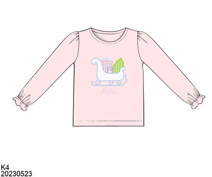 Sleigh Monogrammed Name Girls Top