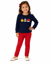 Girls Navy Christmas Long Sleeved T-Shirt - ETA OCTOBER