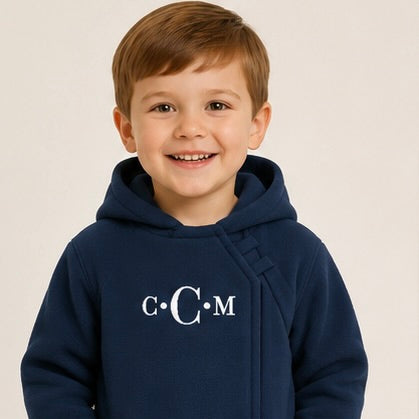 Velcro Fleece Navy Coat with Monogram - ETA DECEMBER