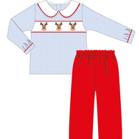 Reindeer Kisses Smocked Boys Set - ETA OCTOBER