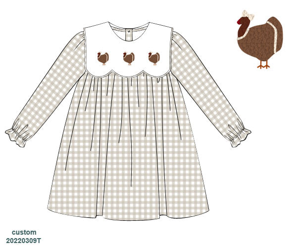Gingham Gobble Girls Dress