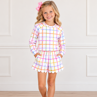 Spring Scallop Shorts Set in Plaid - ETA MARCH