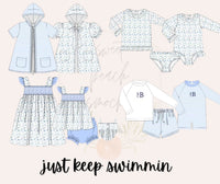 Just Keep Swimmin' Smocked Bloomer Set