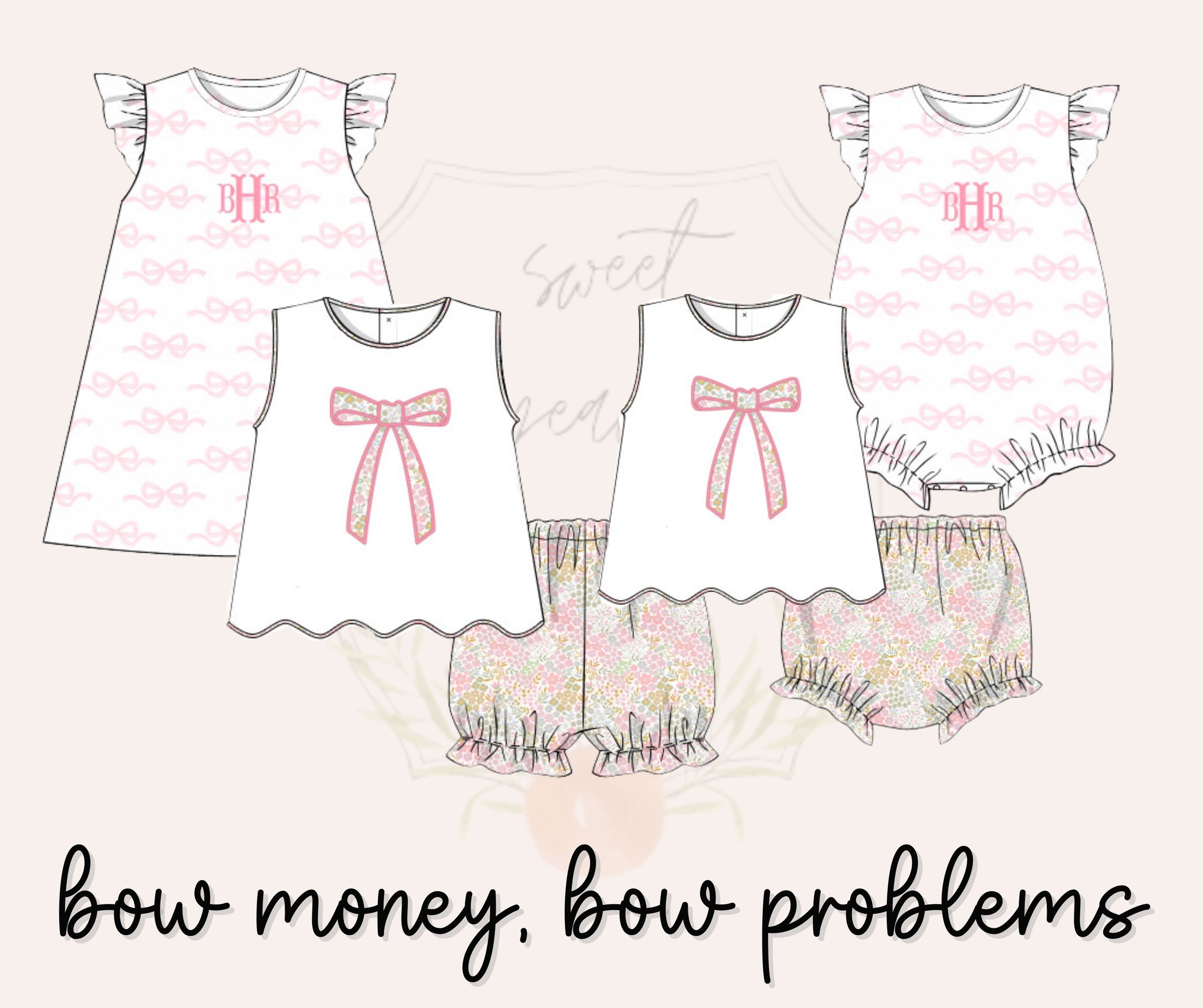 Bow Money Bow Problems Girls Bloomer Set