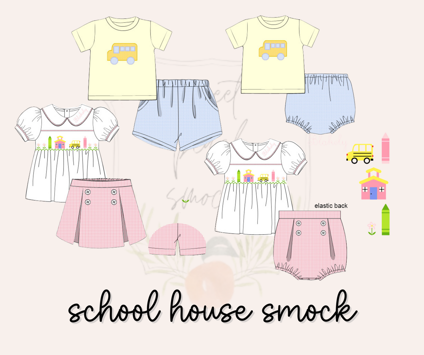 School House Smock Girls Skirt Set