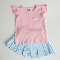 Pink/Blue Stripe Skort Set