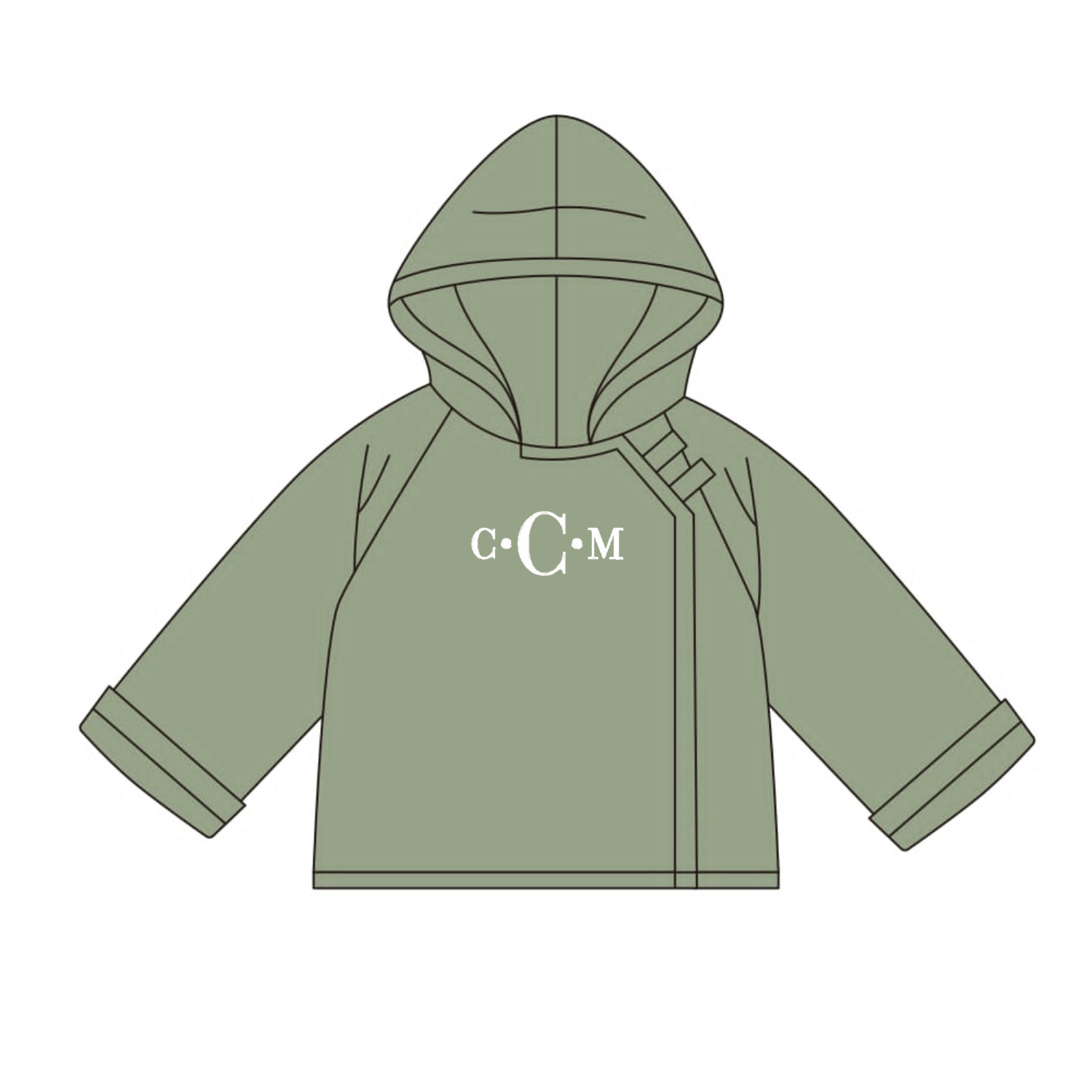 Velcro Fleece Green Coat with Monogram - ETA DECEMBER
