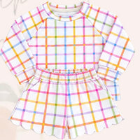 Spring Scallop Shorts Set in Plaid - ETA MARCH