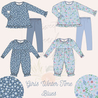 Winter Time Blues Girls Floral Romper - ETA DECEMBER