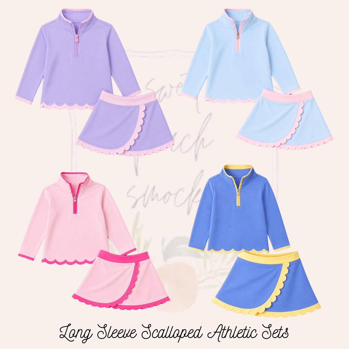 Long Sleeved Scalloped Girl Athletic Sets - ETA FEBRUARY