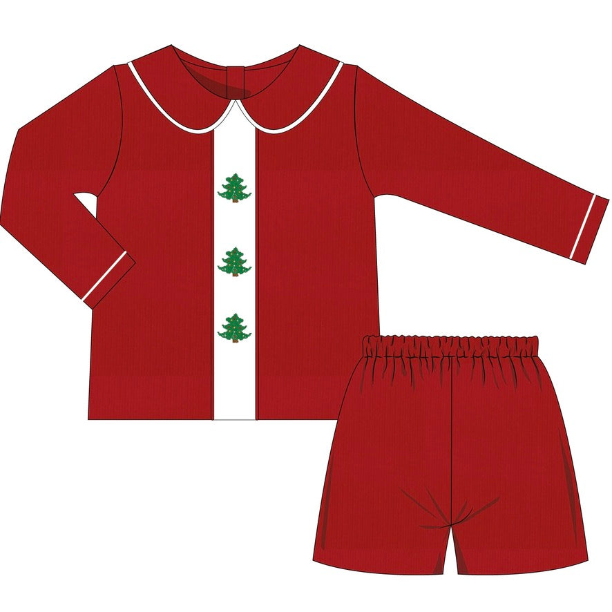 Christmas Heirloom Evergreen Smocked Boys Set  - ETA OCTOBER