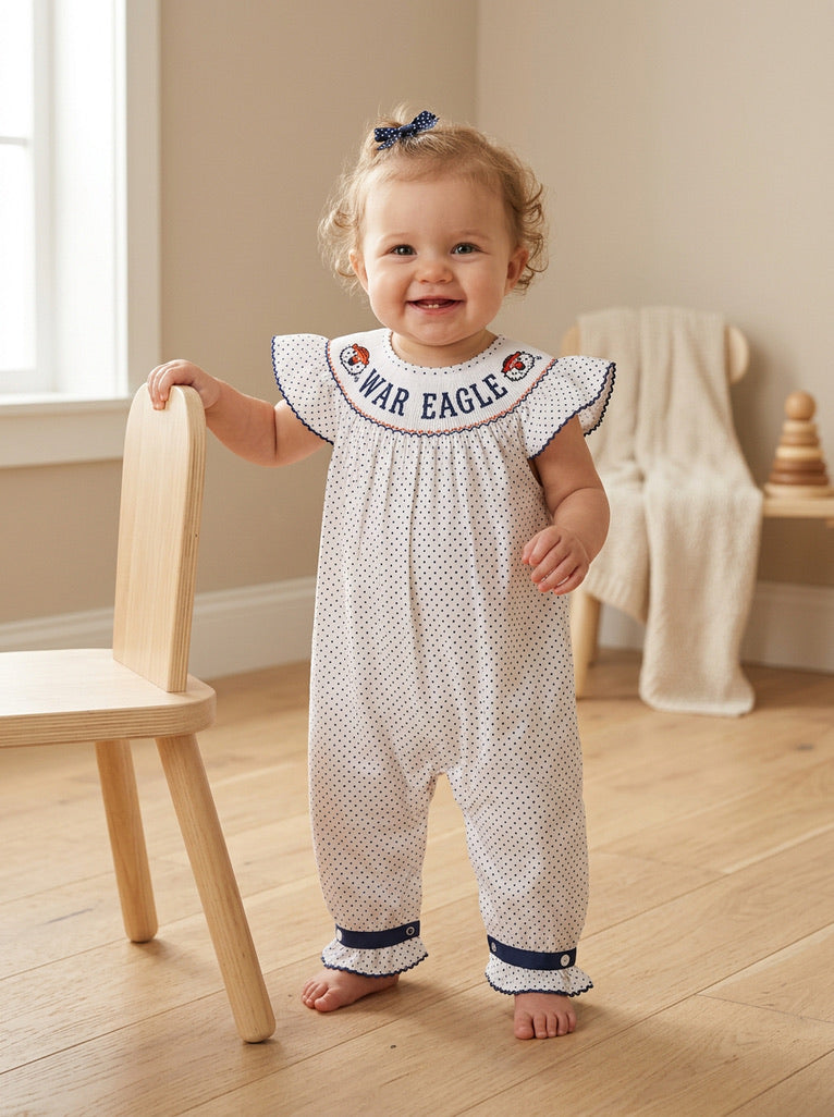 Officially Licensed War Eagle Wardrobe Auburn Girls Romper - ETA AUGUST
