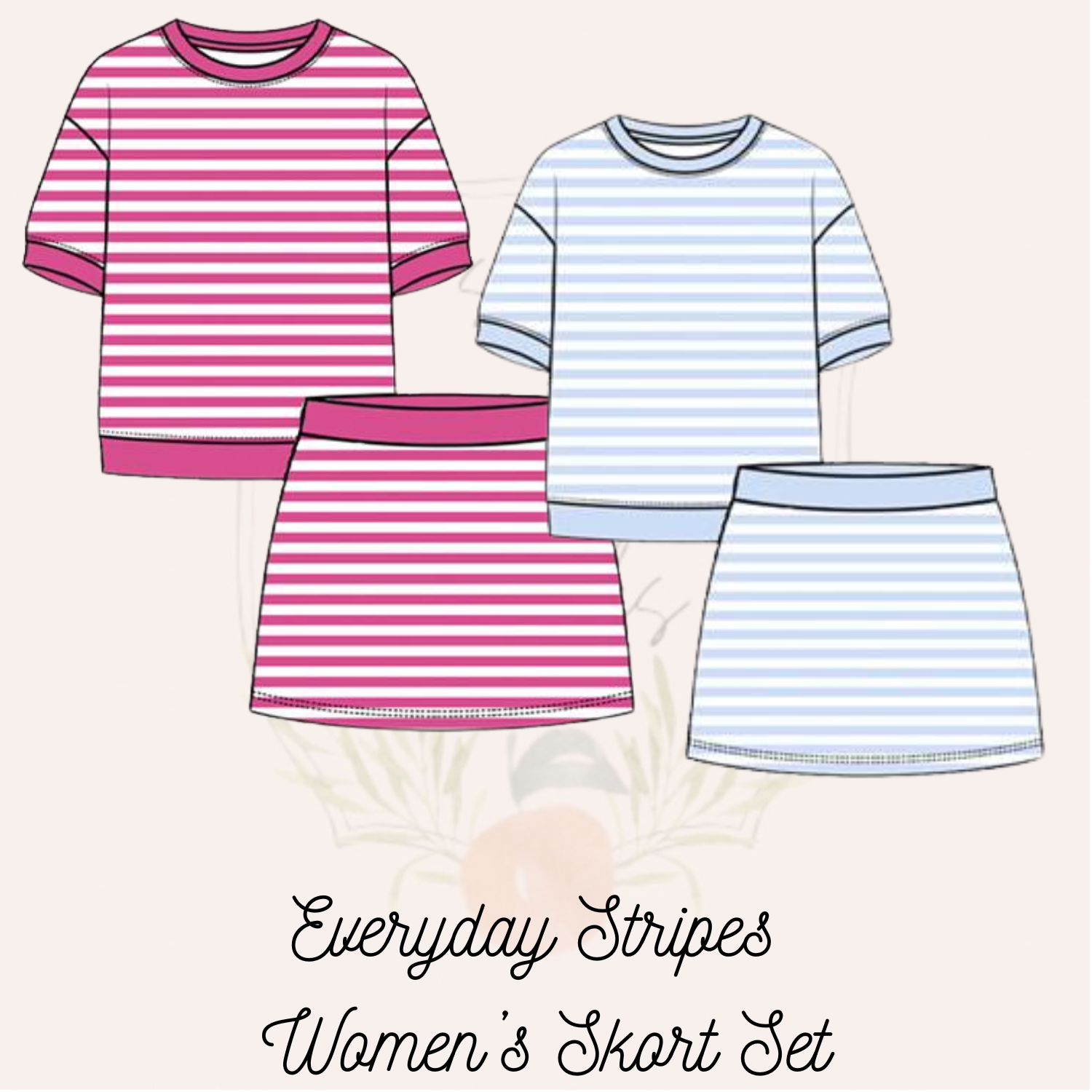 Womens Everyday Striped Skort Sets - ETA SEPTEMBER