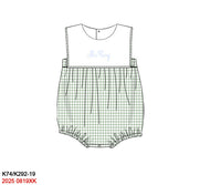 Spring Gingham Boys Bubble with Monogram