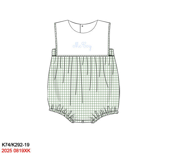 Spring Gingham Boys Bubble with Monogram