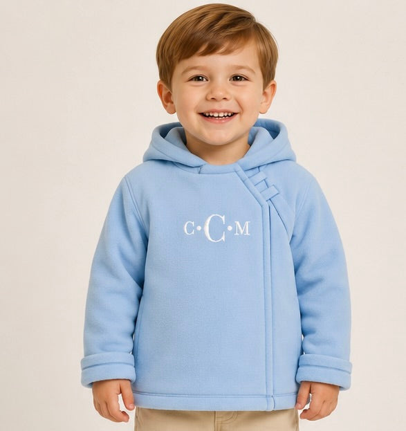 Velcro Fleece Blue Coat with Monogram - ETA DECEMBER